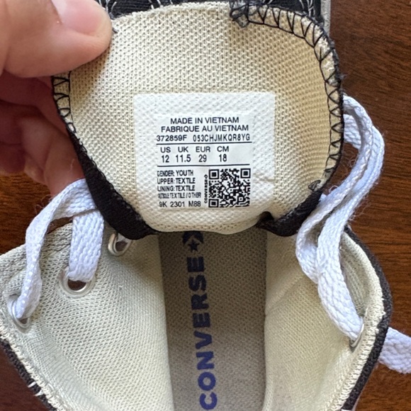 Converse Black and White High Top Sneakers - Picture 2 of 6